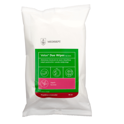 Velox Duo Wipes - chusteczki do szybkiej dezynfekcji - 50 szt. MEDISEPT